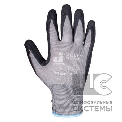 JL061 XL Защ. перчатки, полиэфир, рельеф. латекс. покр., серый/черный (12пар)