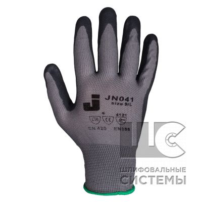 JN041 Защитные промышленные перчатки с нитриловым покрытием, 9/L, сер/чер