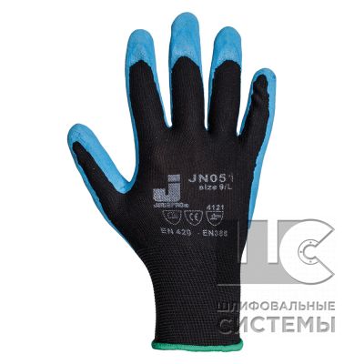 JN051 XL Защ. перчатки, полиэфир, рельефн. пенонитрил. покр., черный/синий (12пар)