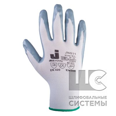 JN011 XL Защ. перчатки, полиэстер, нитрил. покр., серые (12пар)
