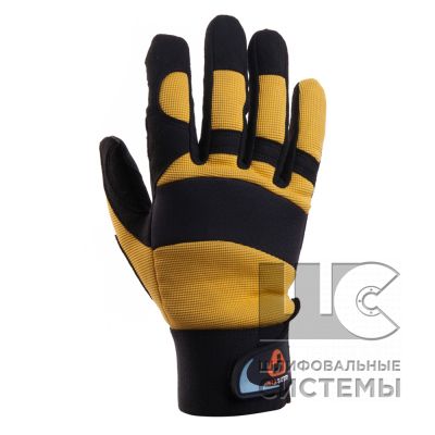 JAV01-10/XL Виброзащитные перчатки, синтетич. кожа, черно-желт. (6пар)